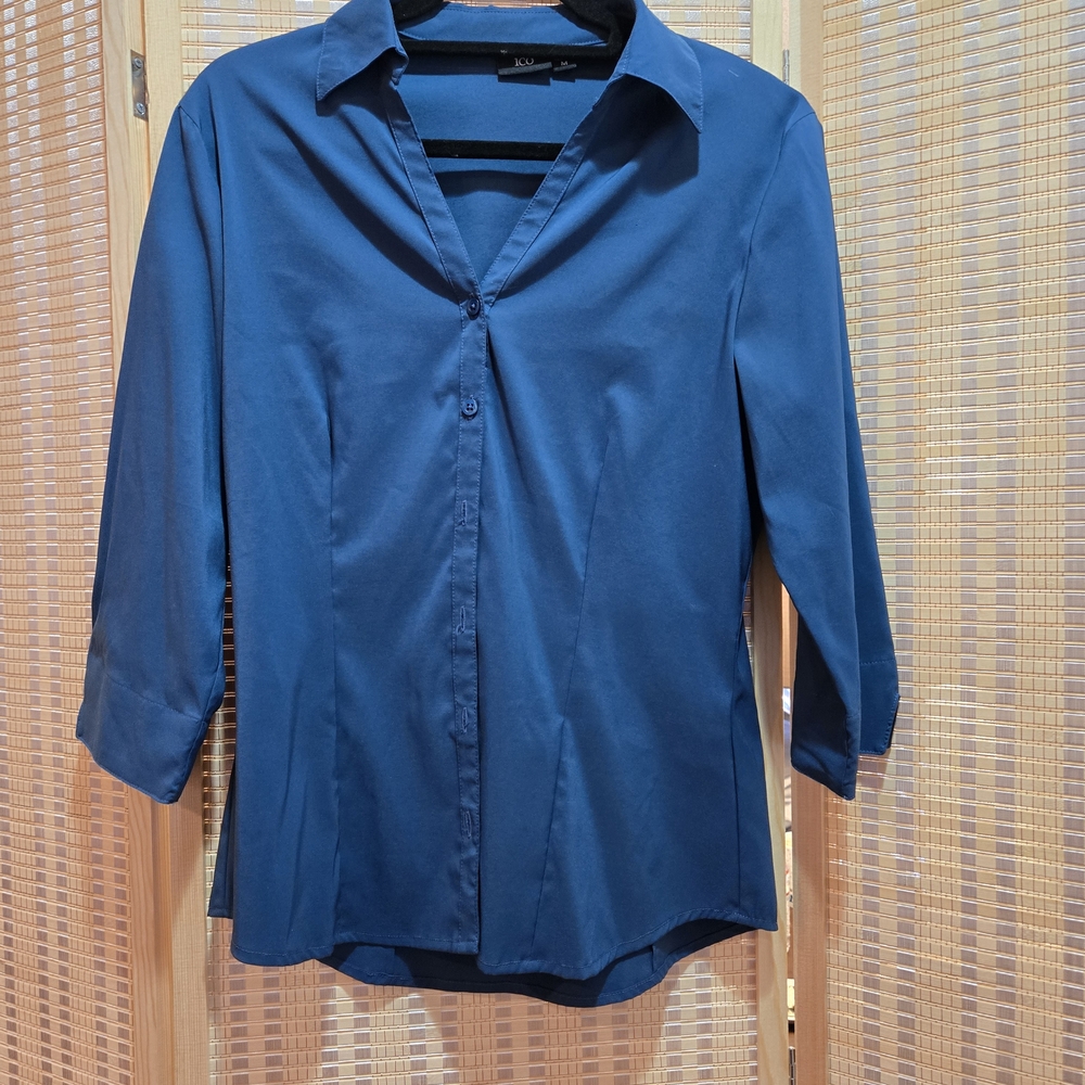 Ico Classic Blue Button Down Shirt for Women